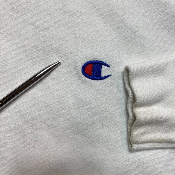 Champion Reverse Weave Crewneck Sweatshirt Men's L White Big Letters on Back - Picture 6 of 16